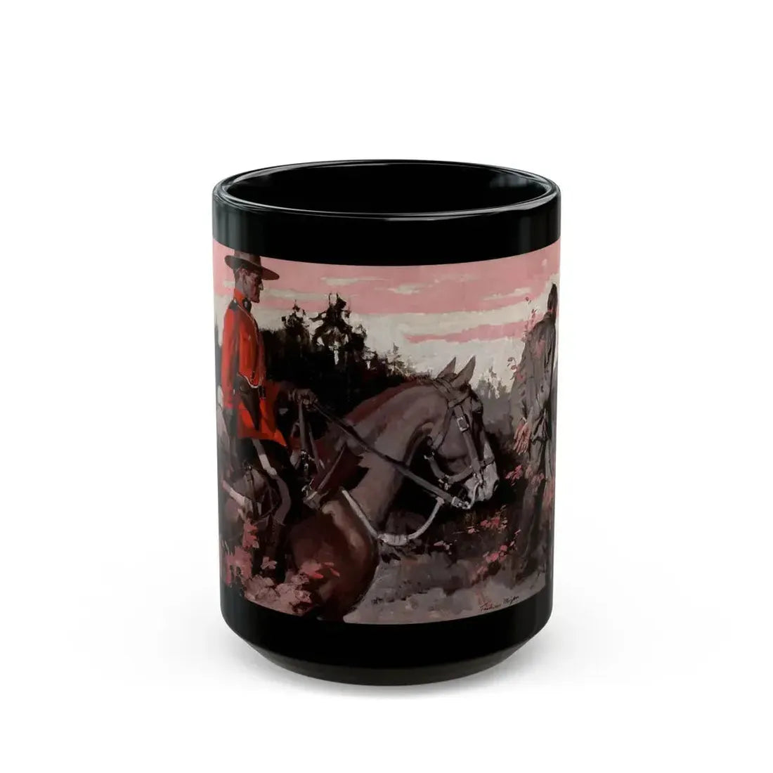 Escorting the Criminal, magazine interior story illustration - Black Coffee Mug 15oz - Go Mug Yourself