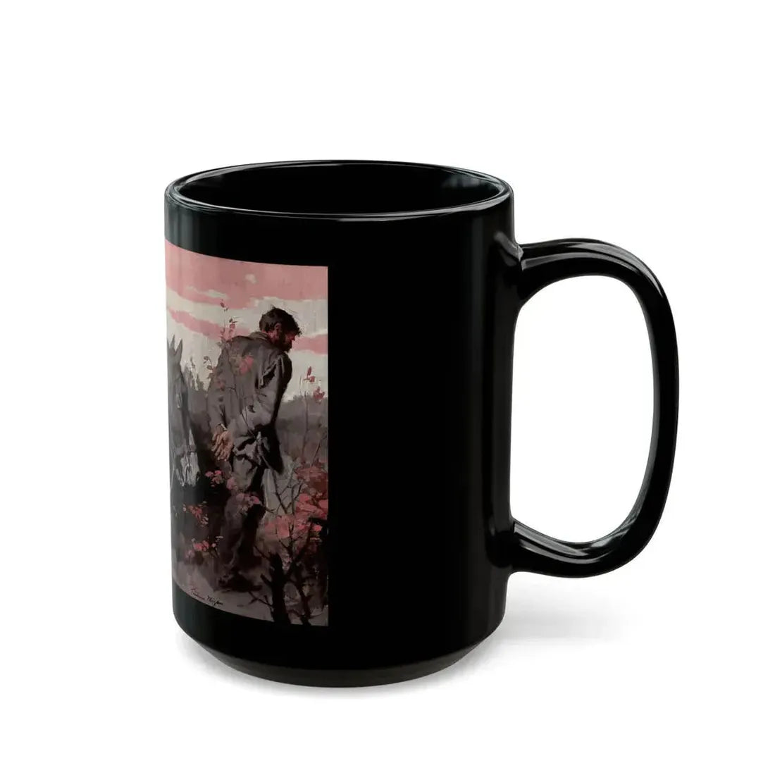 Escorting the Criminal, magazine interior story illustration - Black Coffee Mug - Go Mug Yourself