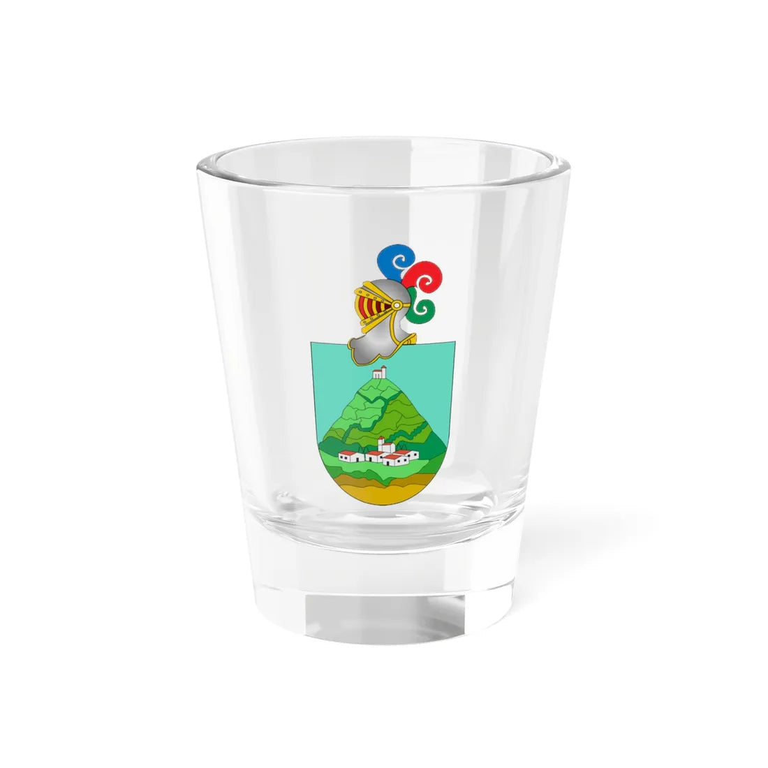 Escudo Añorbe con casco (Spain) (Coat of Arms) Shot Glass 1.5oz 1.5oz - Go Mug Yourself
