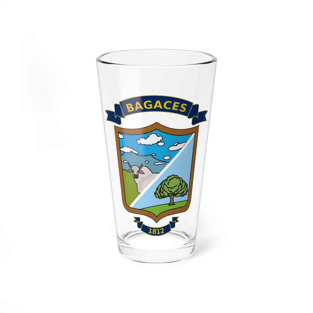 Escudo Cantón de Bagaces Guanacaste Costa Rica (Costa Rica) (Coat of Arms) Pint Glass 16oz 16oz - Go Mug Yourself