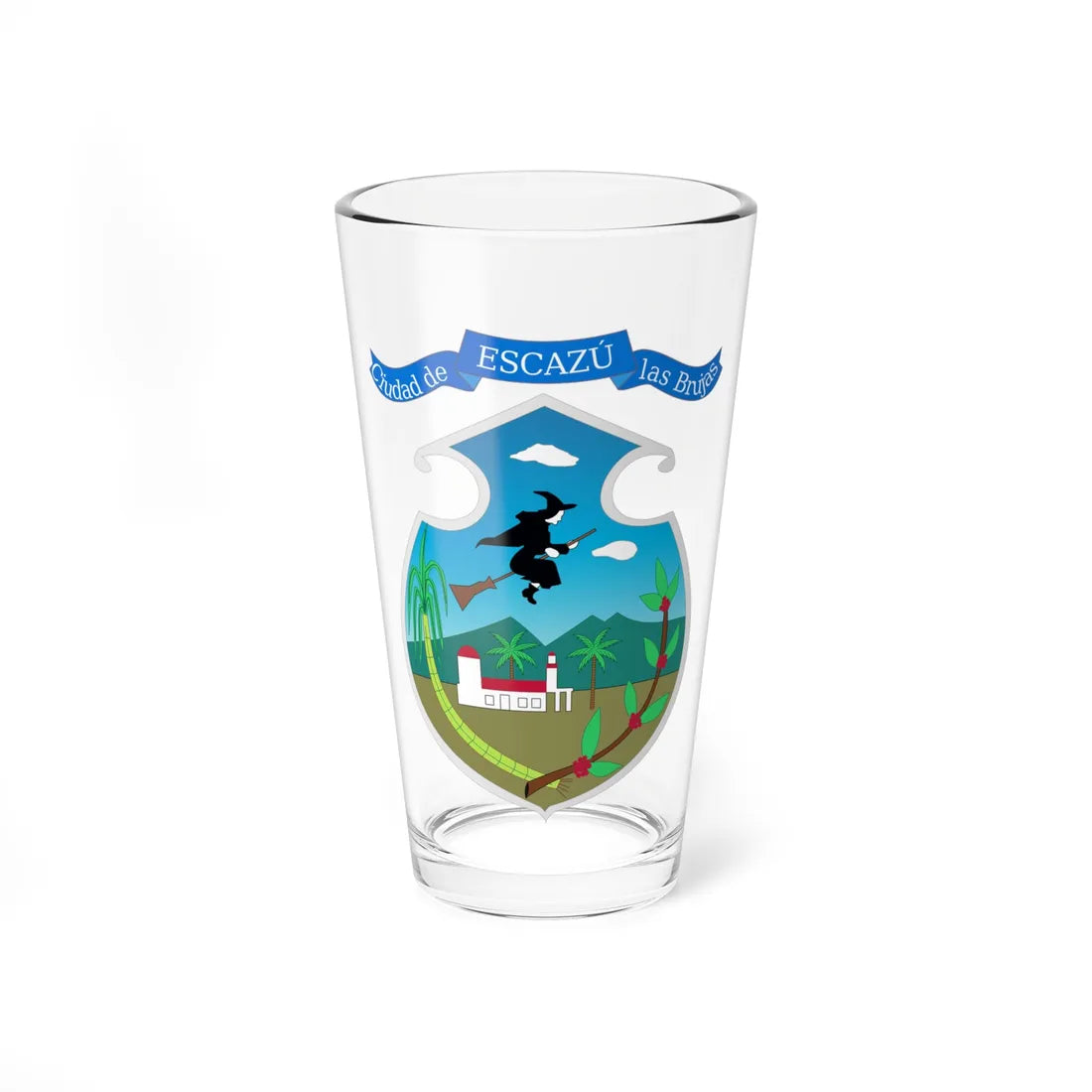 Escudo Cantón Escazú Costa Rica (Costa Rica) (Coat of Arms) Pint Glass 16oz 16oz - Go Mug Yourself