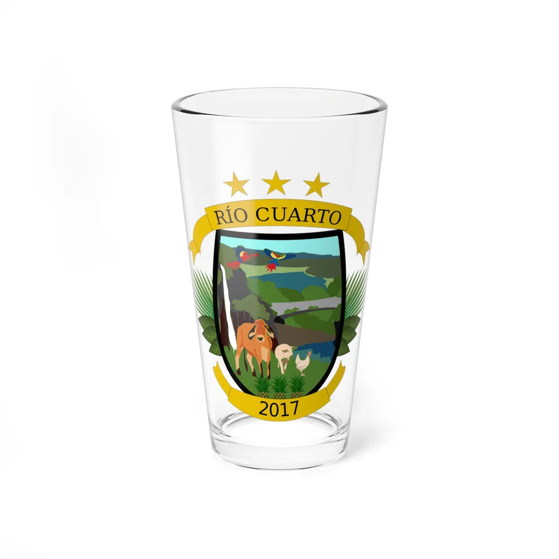 Escudo Cantón Río Cuarto Costa Rica (Costa Rica) (Coat of Arms) Pint Glass 16oz 16oz - Go Mug Yourself