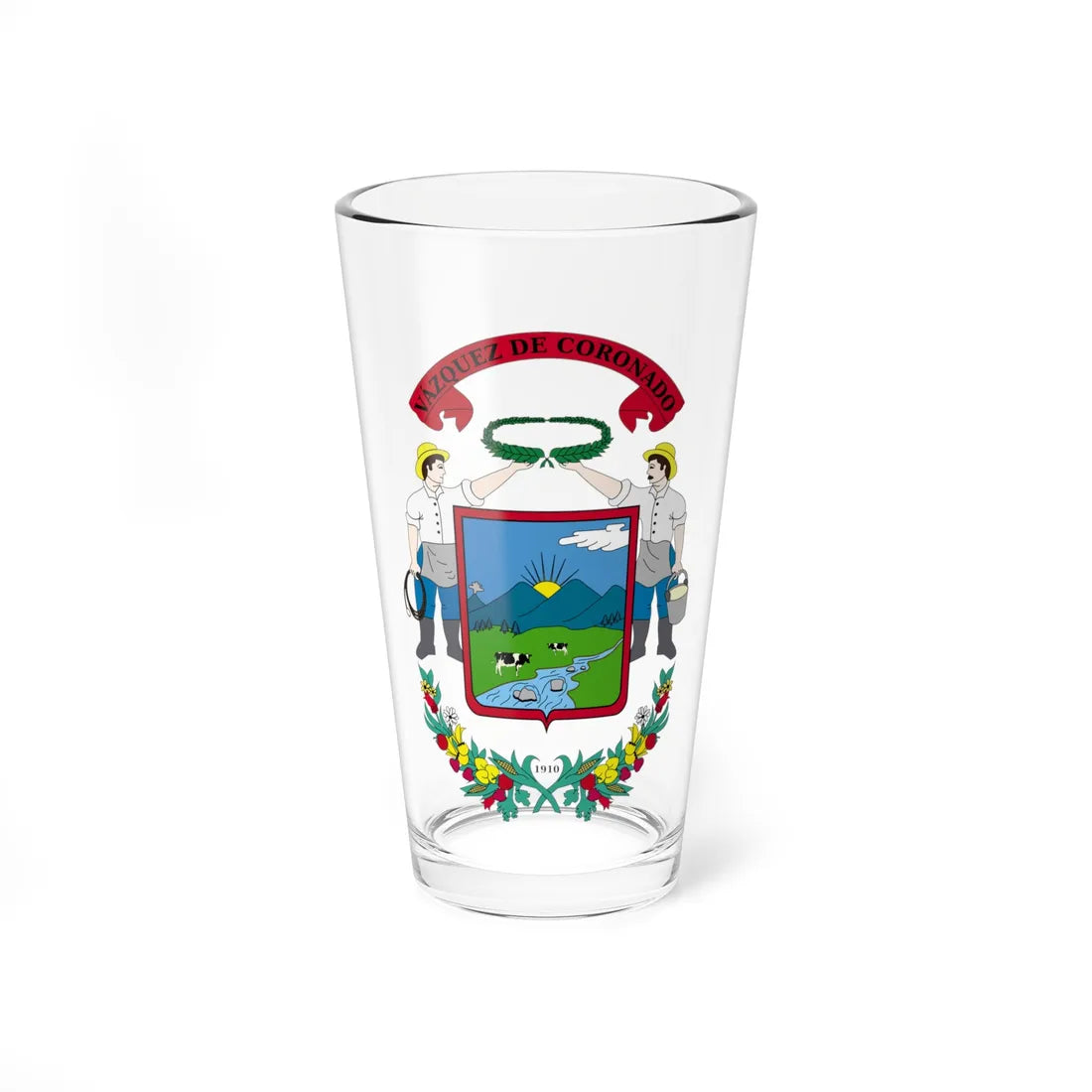 Escudo Cantón Vázquez de Coronado Costa Rica (Costa Rica) (Coat of Arms) Pint Glass 16oz 16oz - Go Mug Yourself