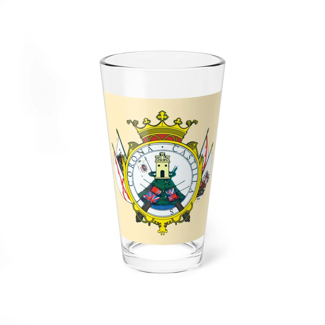 Escudo colonial de Montevideo (Equatorial Guinea) (Coat of Arms) Pint Glass 16oz 16oz - Go Mug Yourself