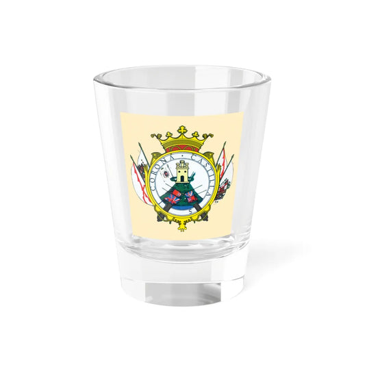 Escudo colonial de Montevideo (Equatorial Guinea) (Coat of Arms) Shot Glass 1.5oz 1.5oz - Go Mug Yourself