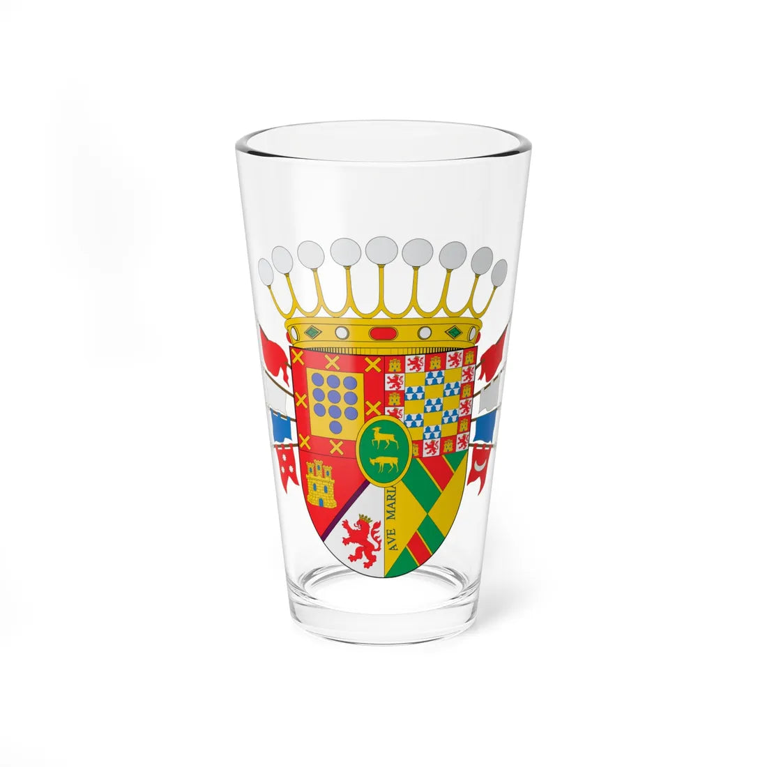 Escudo Condado de Santiago (Costa Rica) (Coat of Arms) Pint Glass 16oz 16oz - Go Mug Yourself