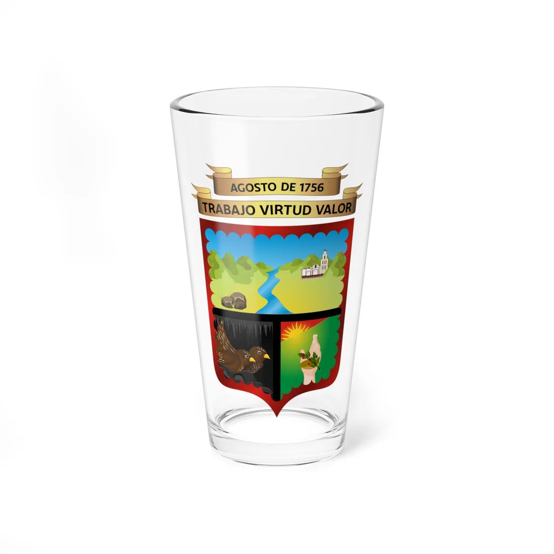 Escudo de Acevedo Huila (Colombia) (Coat of Arms) Pint Glass 16oz 16oz - Go Mug Yourself