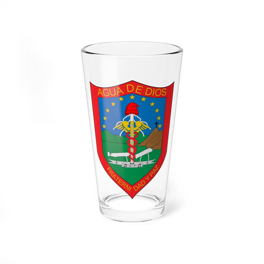 Escudo de Agua de Dios (Colombia) (Coat of Arms) Pint Glass 16oz 16oz - Go Mug Yourself