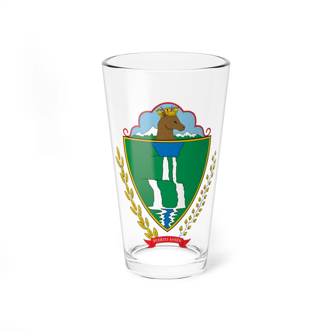 Escudo de Aisén (Chile) (Coat of Arms) Pint Glass 16oz 16oz - Go Mug Yourself