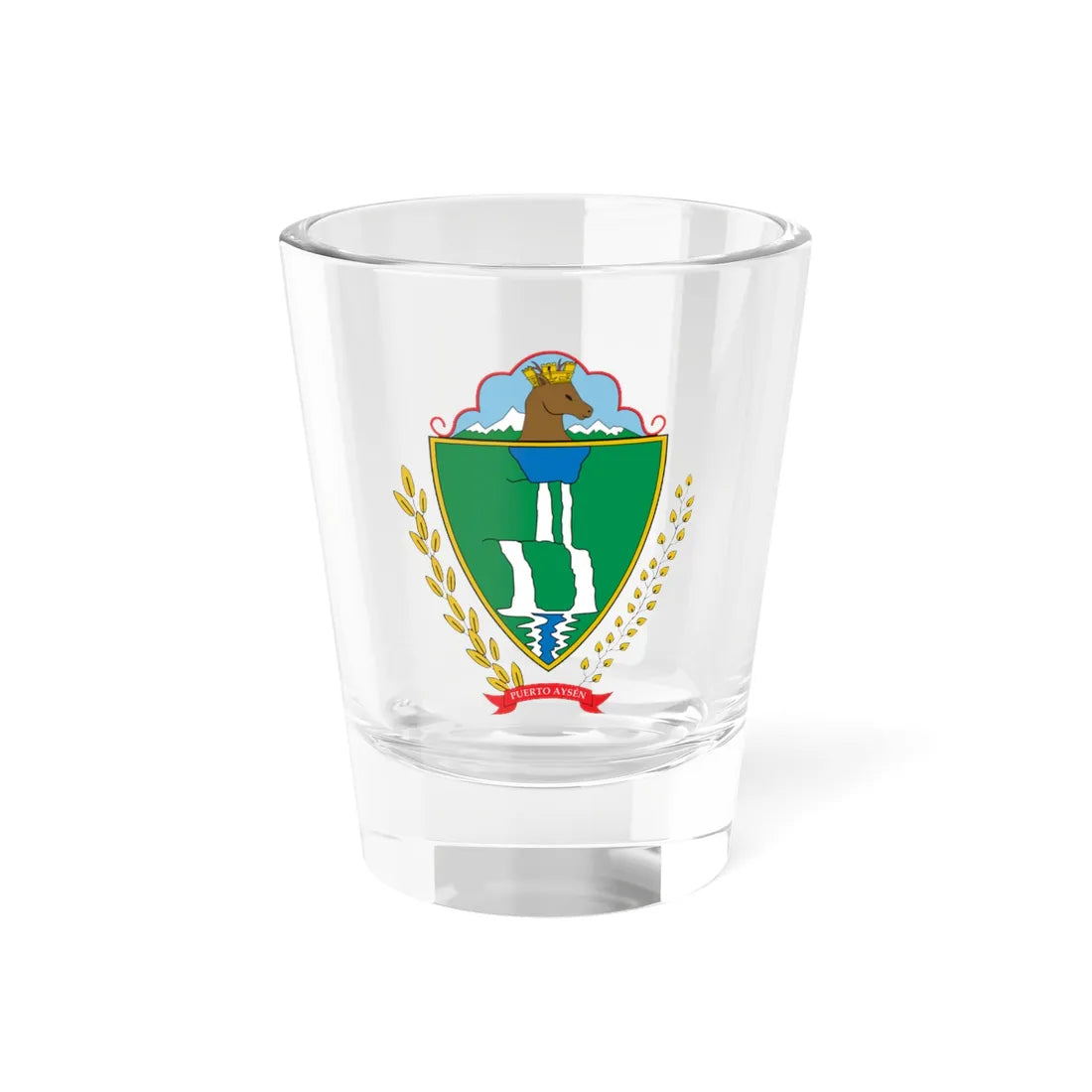 Escudo de Aisén (Chile) (Coat of Arms) Shot Glass 1.5oz 1.5oz - Go Mug Yourself