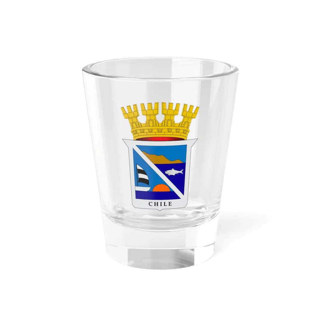 Escudo de Algarrobo (Chile) (Coat of Arms) Shot Glass 1.5oz 1.5oz - Go Mug Yourself