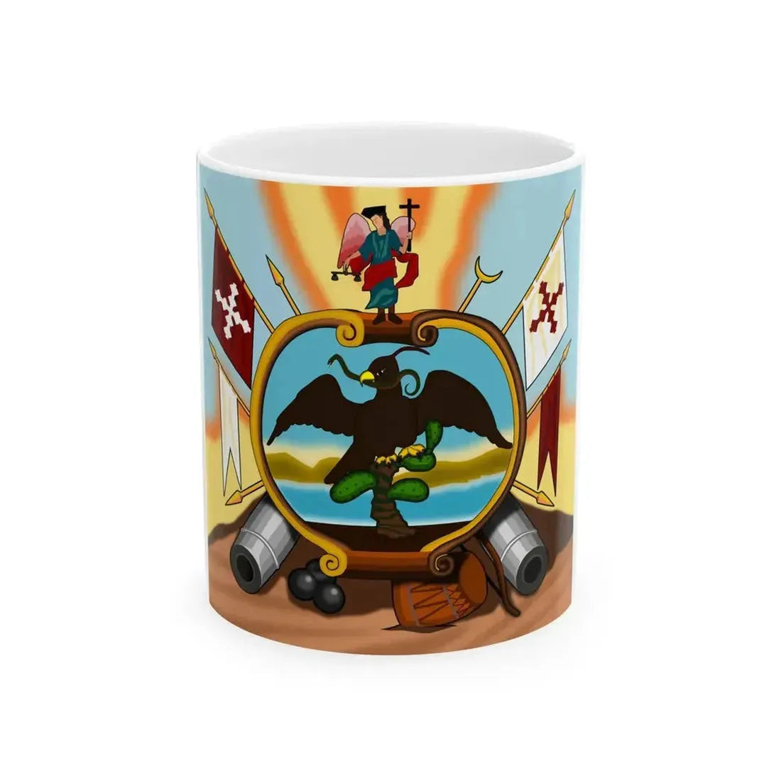 Escudo de Allende Reverso Cruz (Mexico) White Coffee Mug 11oz - Go Mug Yourself