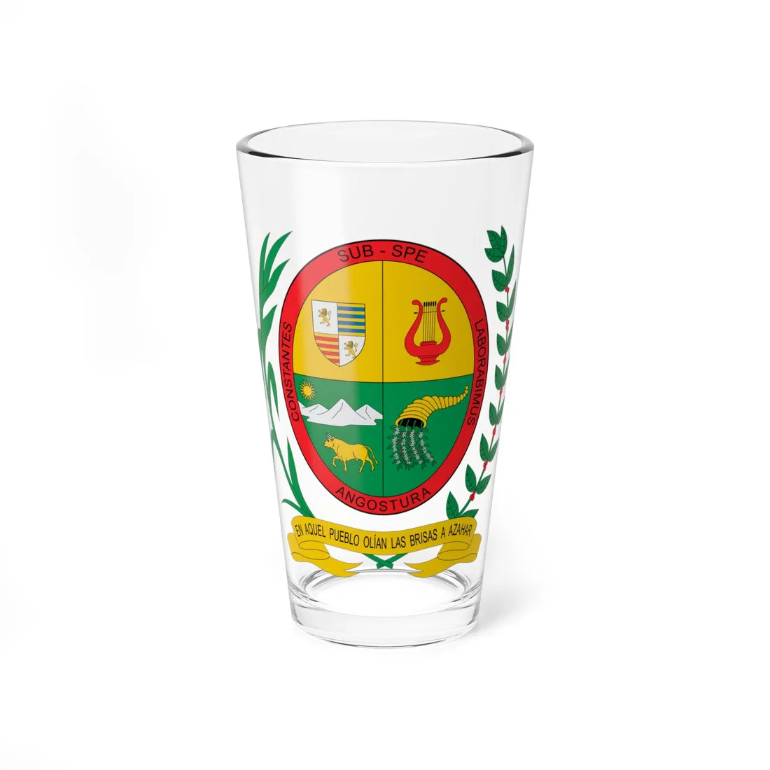 Escudo de Angostura Antioquia (Colombia) (Coat of Arms) Pint Glass 16oz 16oz - Go Mug Yourself