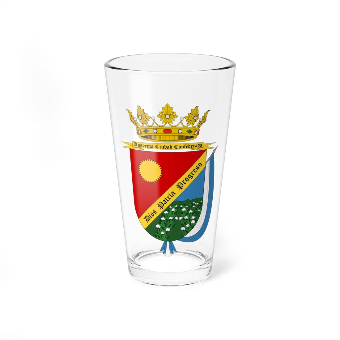Escudo de Ansermanuevo - Valle del Cauca (Colombia) (Coat of Arms) Pint Glass 16oz 16oz - Go Mug Yourself