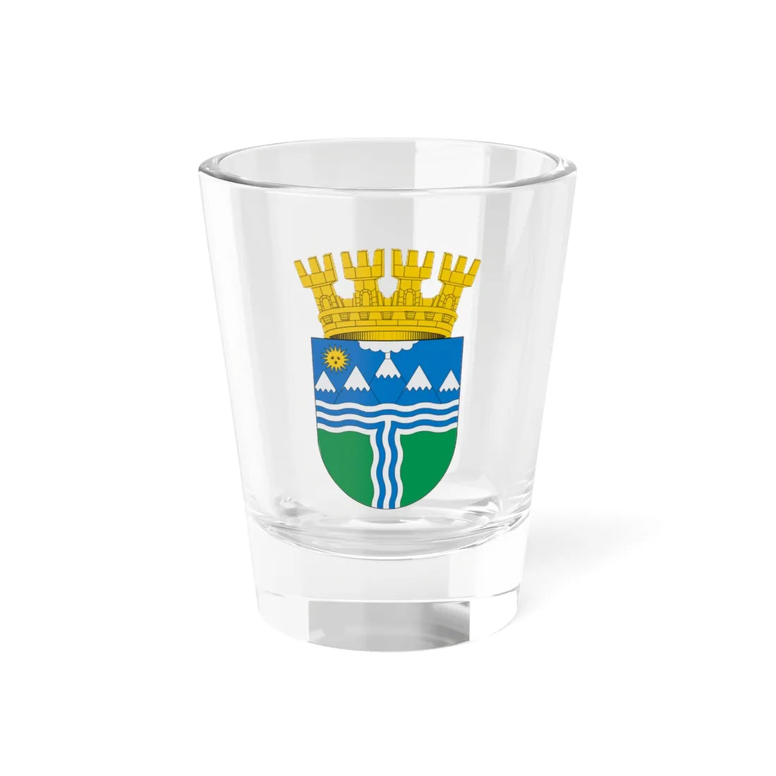 Escudo de Antuco (Chile) (Coat of Arms) Shot Glass 1.5oz 1.5oz - Go Mug Yourself
