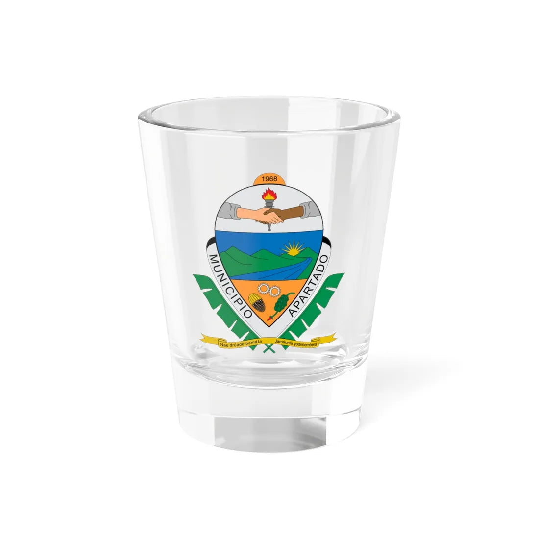 Escudo de Apartado (Colombia) (Coat of Arms) Shot Glass 1.5oz 1.5oz - Go Mug Yourself