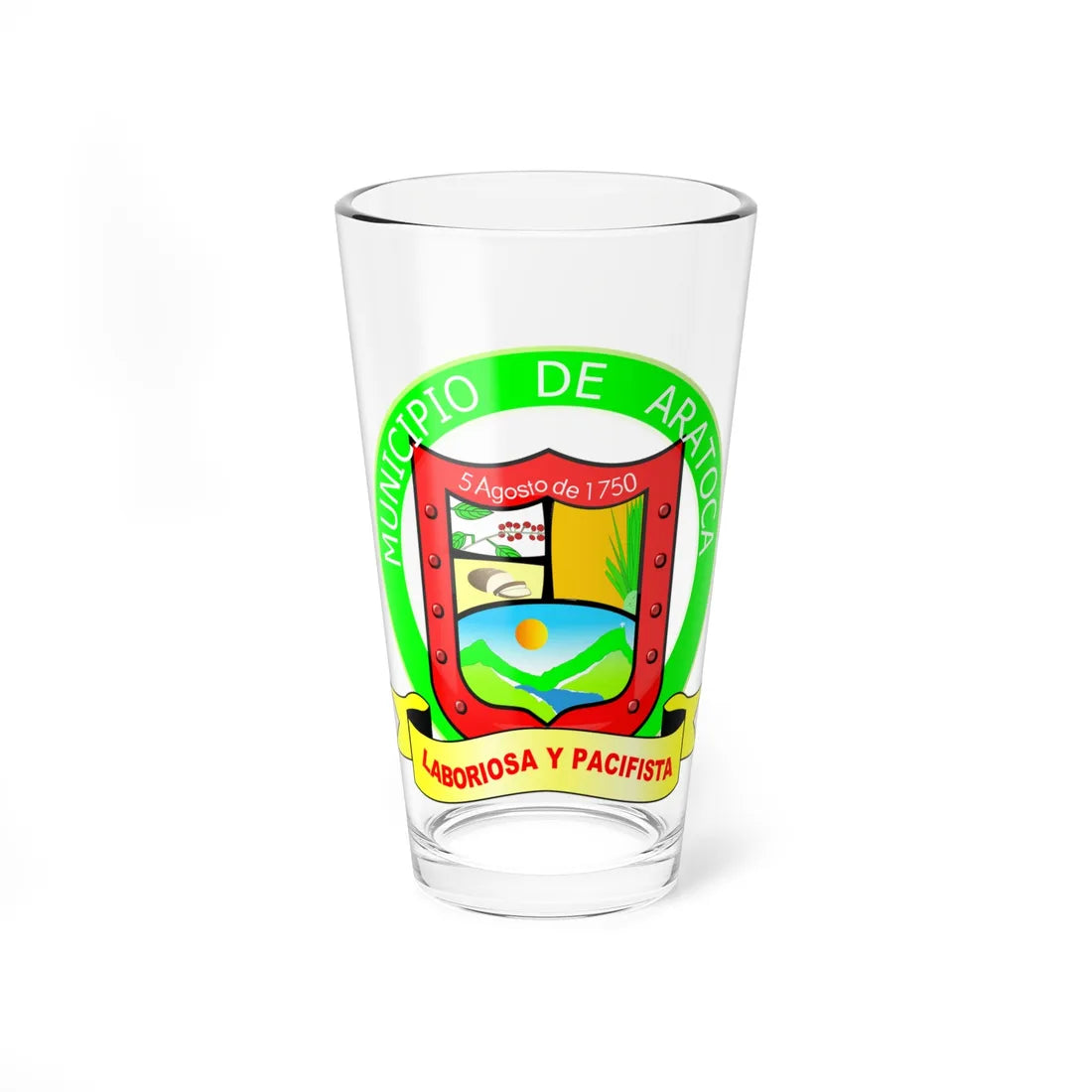 Escudo de Aratoca (Colombia) (Coat of Arms) Pint Glass 16oz 16oz - Go Mug Yourself