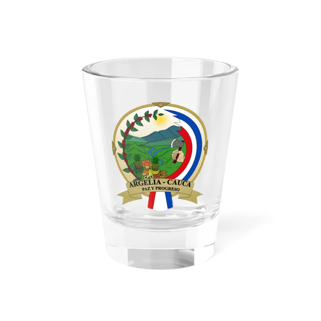 Escudo de Argelia - Cauca (Colombia) (Coat of Arms) Shot Glass 1.5oz 1.5oz - Go Mug Yourself