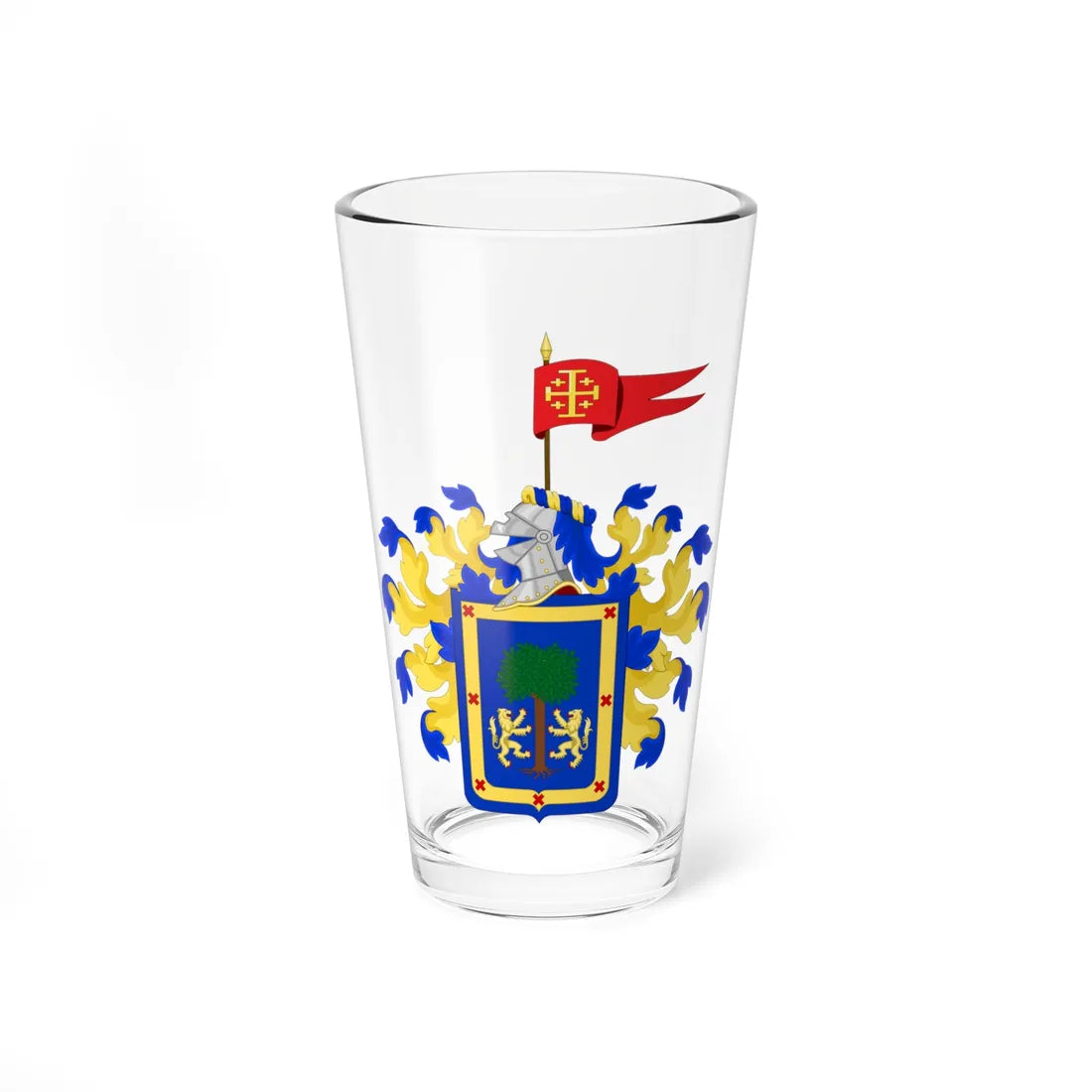 Escudo de Armas Ciudad de Guadalajara Adecuación Heráldica (Costa Rica) (Coat of Arms) Pint Glass 16oz 16oz - Go Mug Yourself