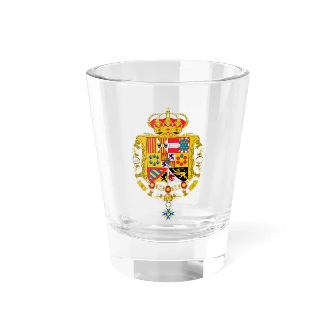 Escudo de armas de Carlos III de España Toisón y Gran Cruz (Spain) (Coat of Arms) Shot Glass 1.5oz 1.5oz - Go Mug Yourself