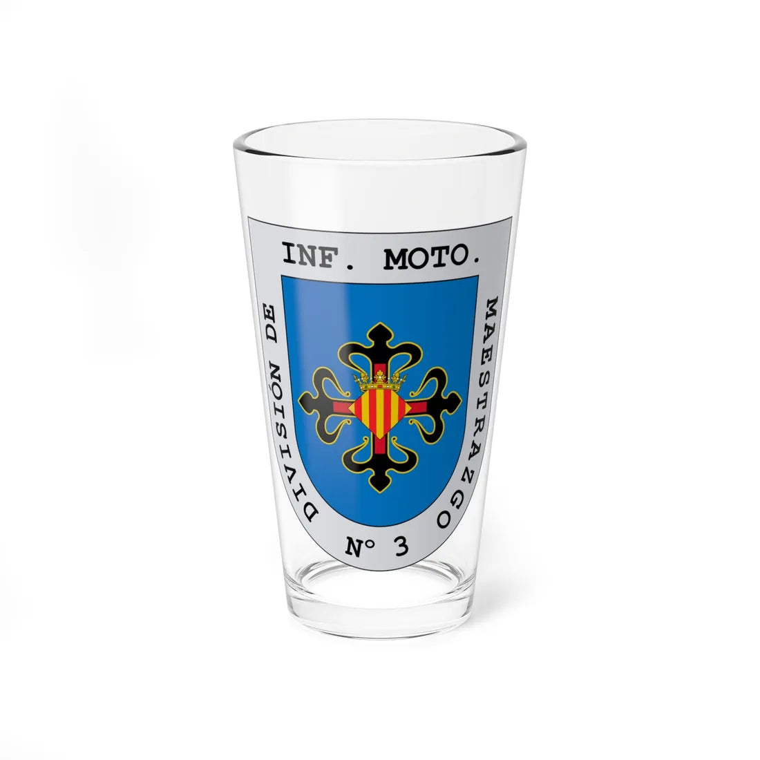 Escudo de armas de la División de Infantería Motorizada Maestrazgo número 3 (Spain) (Coat of Arms) Pint Glass 16oz 16oz - Go Mug Yourself