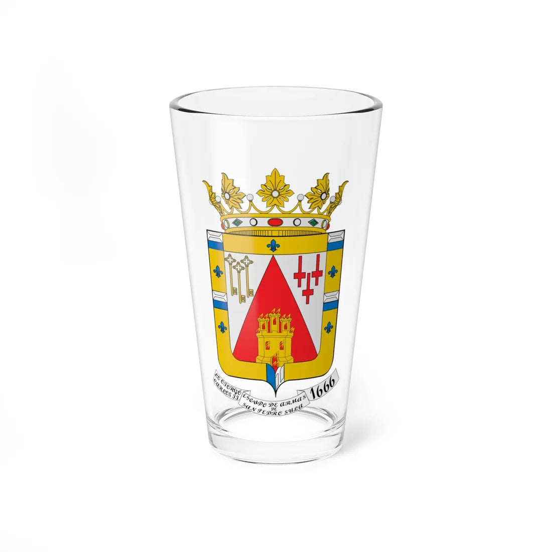 ESCUDO DE ARMAS DE SAN PEDRO SULA (Costa Rica) (Coat of Arms) Pint Glass 16oz 16oz - Go Mug Yourself