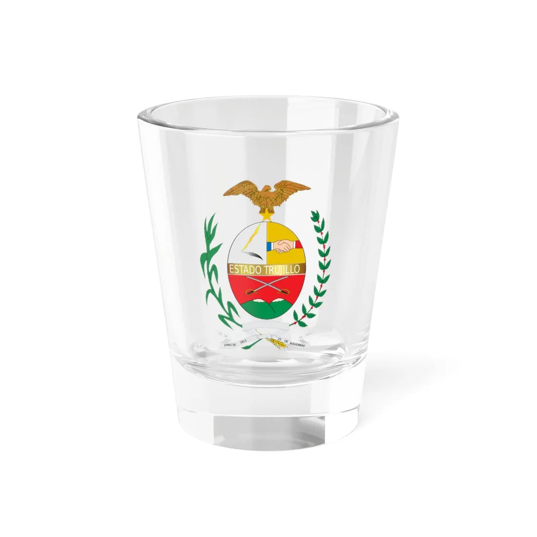 Escudo de Armas del Estado Trujillo (Venezuela) (Coat of Arms) Shot Glass 1.5oz 1.5oz - Go Mug Yourself
