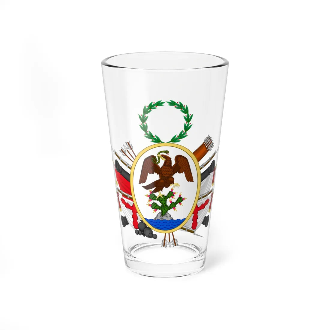Escudo de Armas del Supremo Gobierno Mexicano (Mexico) (Coat of Arms) Pint Glass 16oz 16oz - Go Mug Yourself