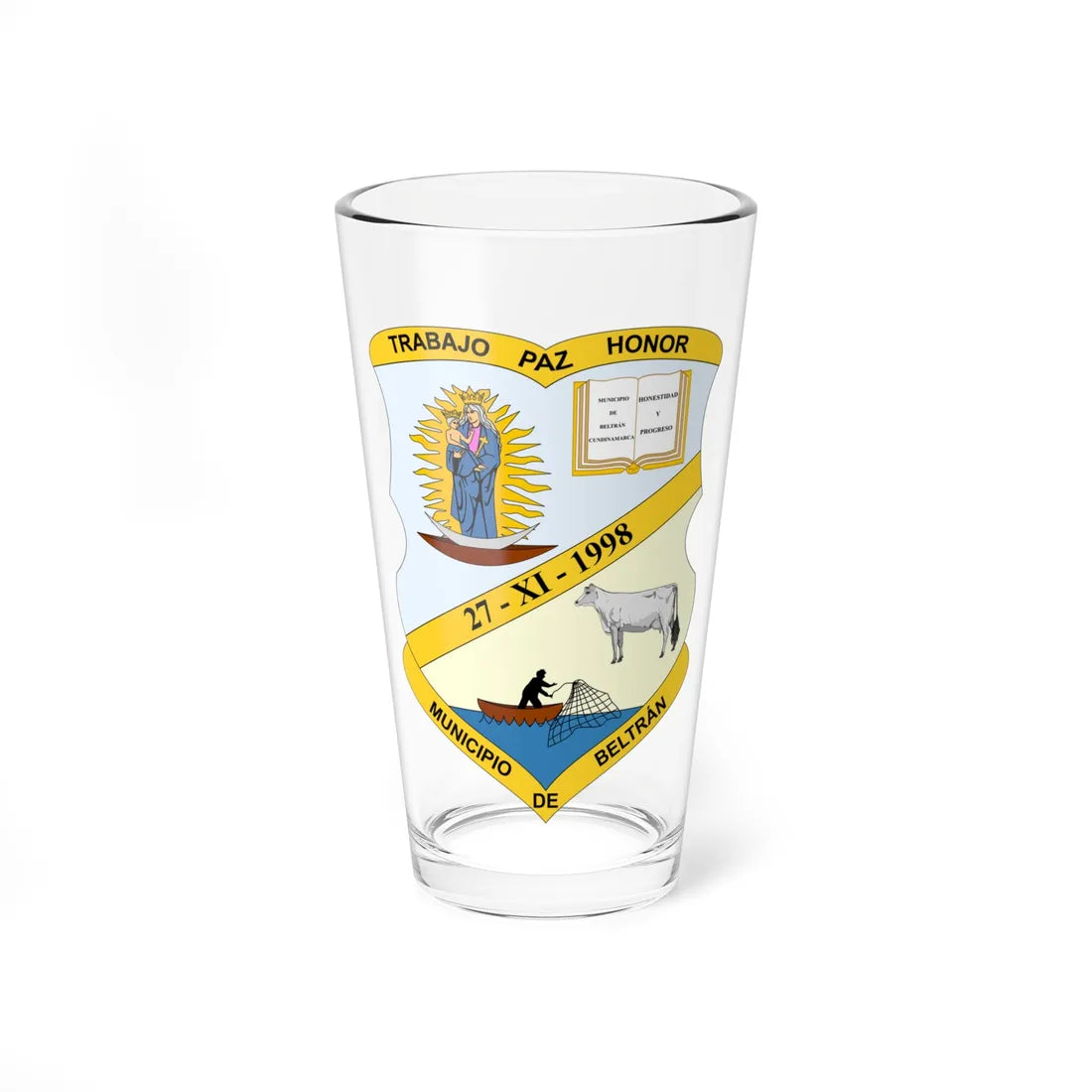 Escudo de Beltrán - Cundinamarca (Colombia) (Coat of Arms) Pint Glass 16oz 16oz - Go Mug Yourself