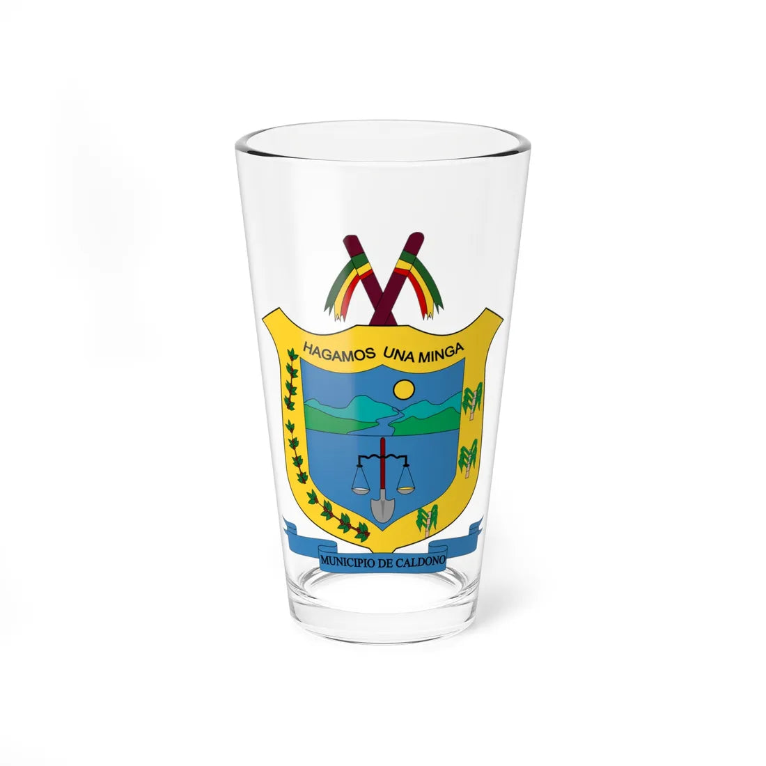 Escudo de Caldono - Cauca (Colombia) (Coat of Arms) Pint Glass 16oz 16oz - Go Mug Yourself