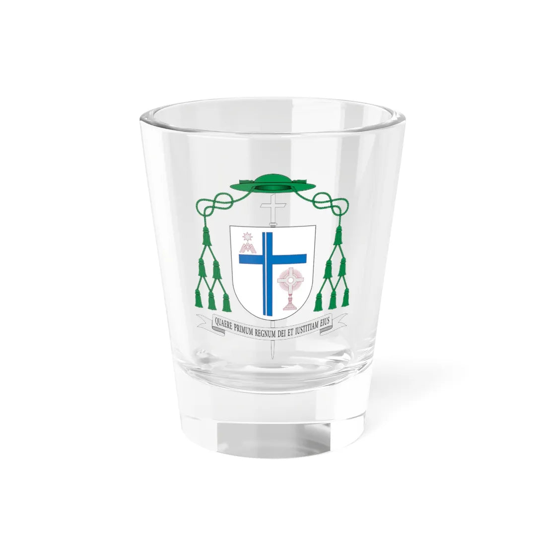 Escudo de Carlos Escribano Subías obispo (Spain) (Coat of Arms) Shot Glass 1.5oz 1.5oz - Go Mug Yourself