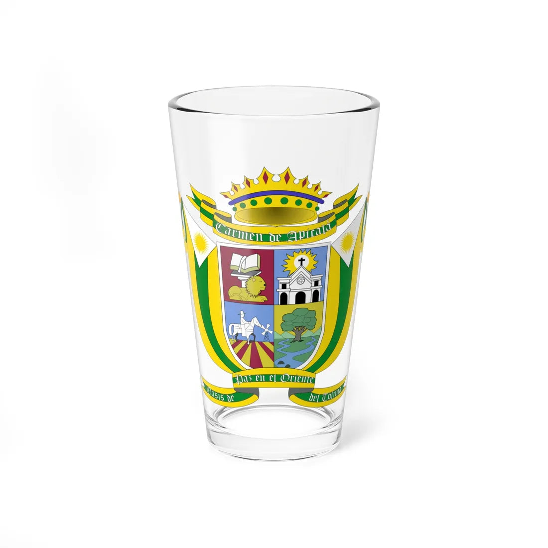 Escudo de Carmen de Apicalá - Tolima (Colombia) (Coat of Arms) Pint Glass 16oz 16oz - Go Mug Yourself