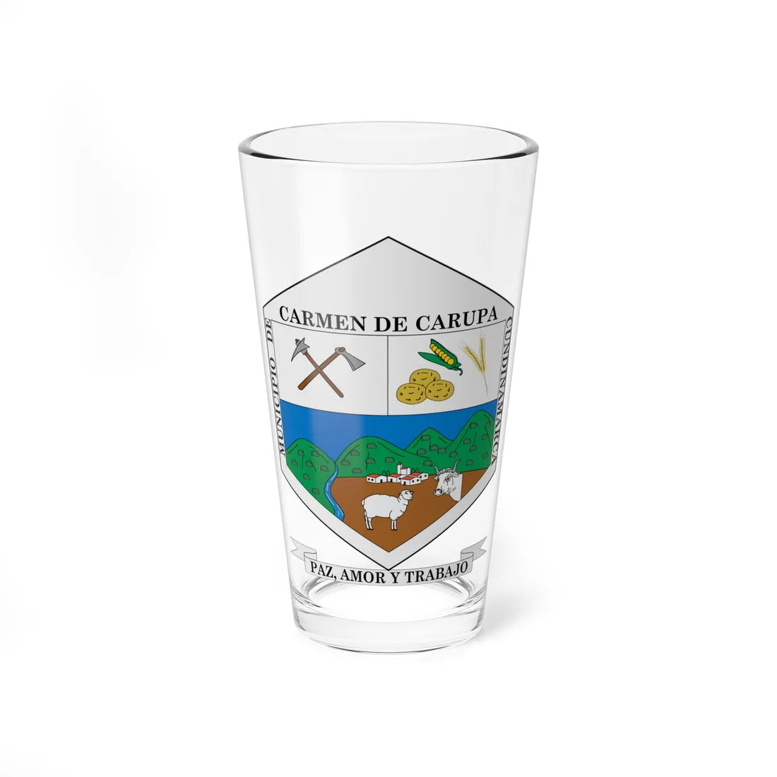 Escudo de Carmen de Carupa (Colombia) (Coat of Arms) Pint Glass 16oz 16oz - Go Mug Yourself