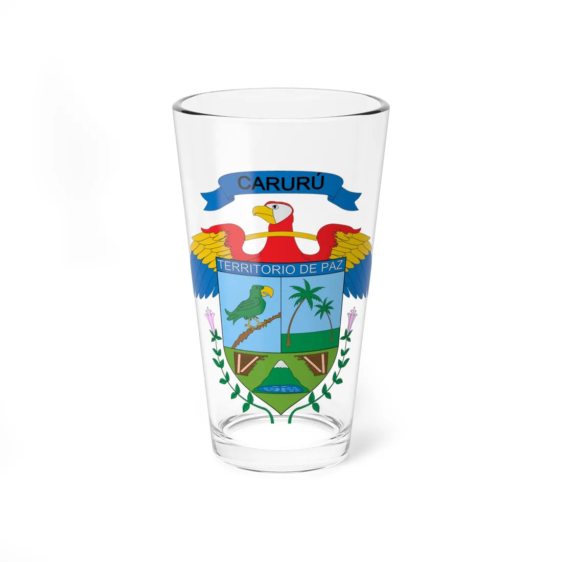 Escudo de Carurú (Colombia) (Coat of Arms) Pint Glass 16oz 16oz - Go Mug Yourself