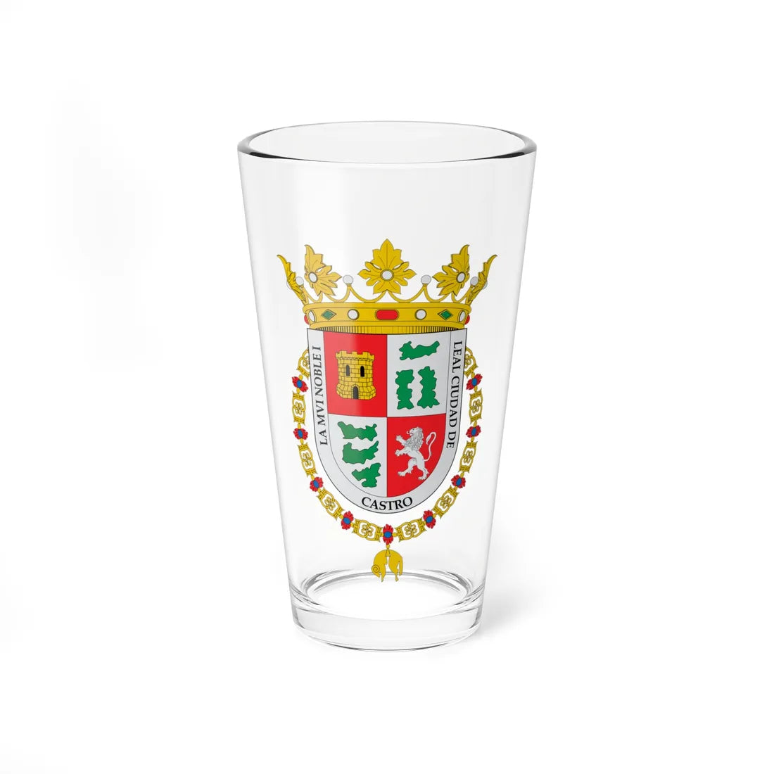 Escudo de Castro Chile (Chile) (Coat of Arms) Pint Glass 16oz 16oz - Go Mug Yourself