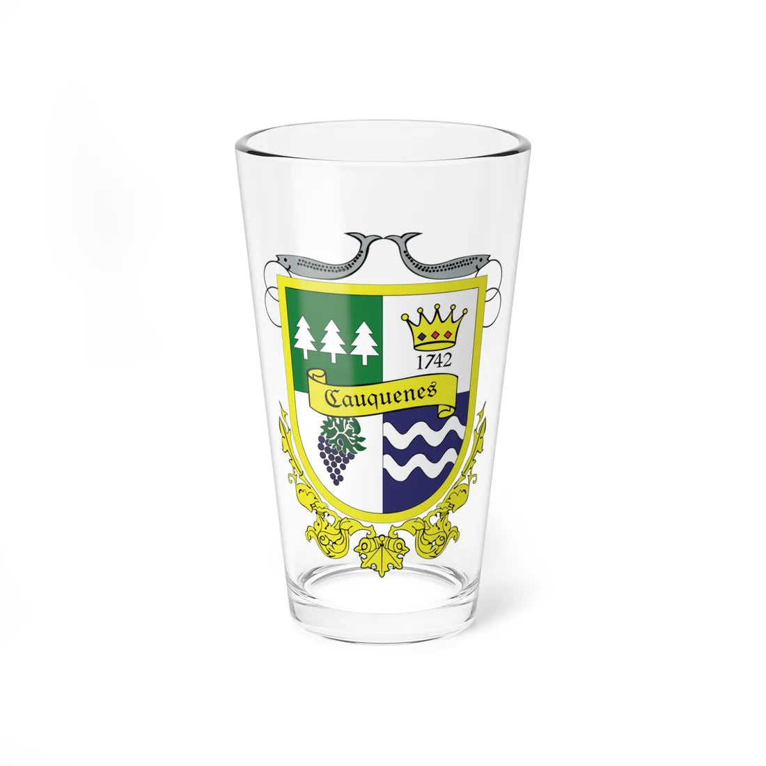 Escudo de Cauquenes (Chile) (Coat of Arms) Pint Glass 16oz 16oz - Go Mug Yourself