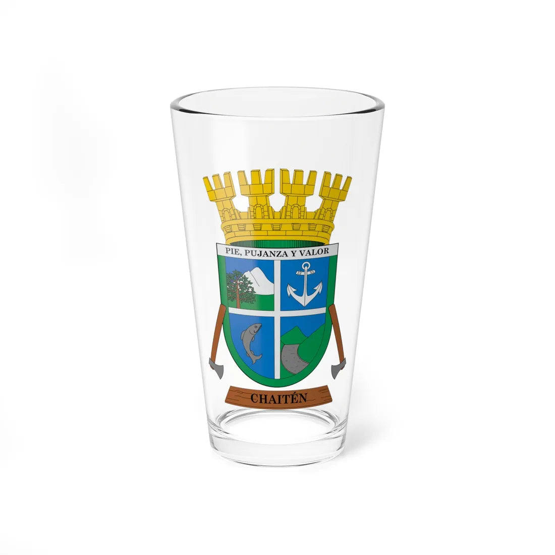 Escudo de Chaitén (Chile) (Coat of Arms) Pint Glass 16oz 16oz - Go Mug Yourself