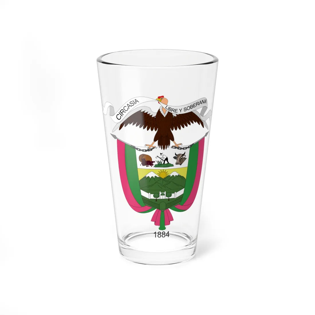 Escudo de Circasia - Quindío (Colombia) (Coat of Arms) Pint Glass 16oz 16oz - Go Mug Yourself