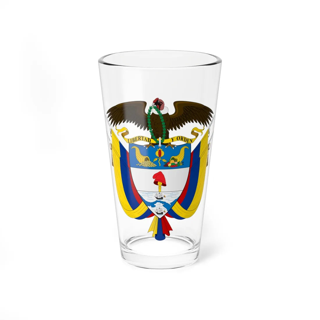 Escudo de Colombia (Colombia) (Coat of Arms) Pint Glass 16oz 16oz - Go Mug Yourself
