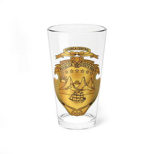 Escudo de Costa Rica dorado (Costa Rica) (Coat of Arms) Pint Glass 16oz 16oz - Go Mug Yourself