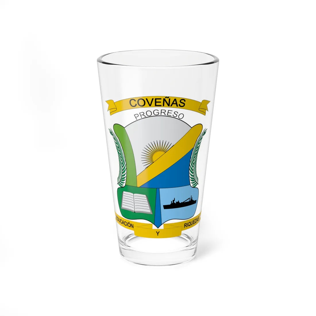 Escudo de Coveñas (Colombia) (Coat of Arms) Pint Glass 16oz 16oz - Go Mug Yourself