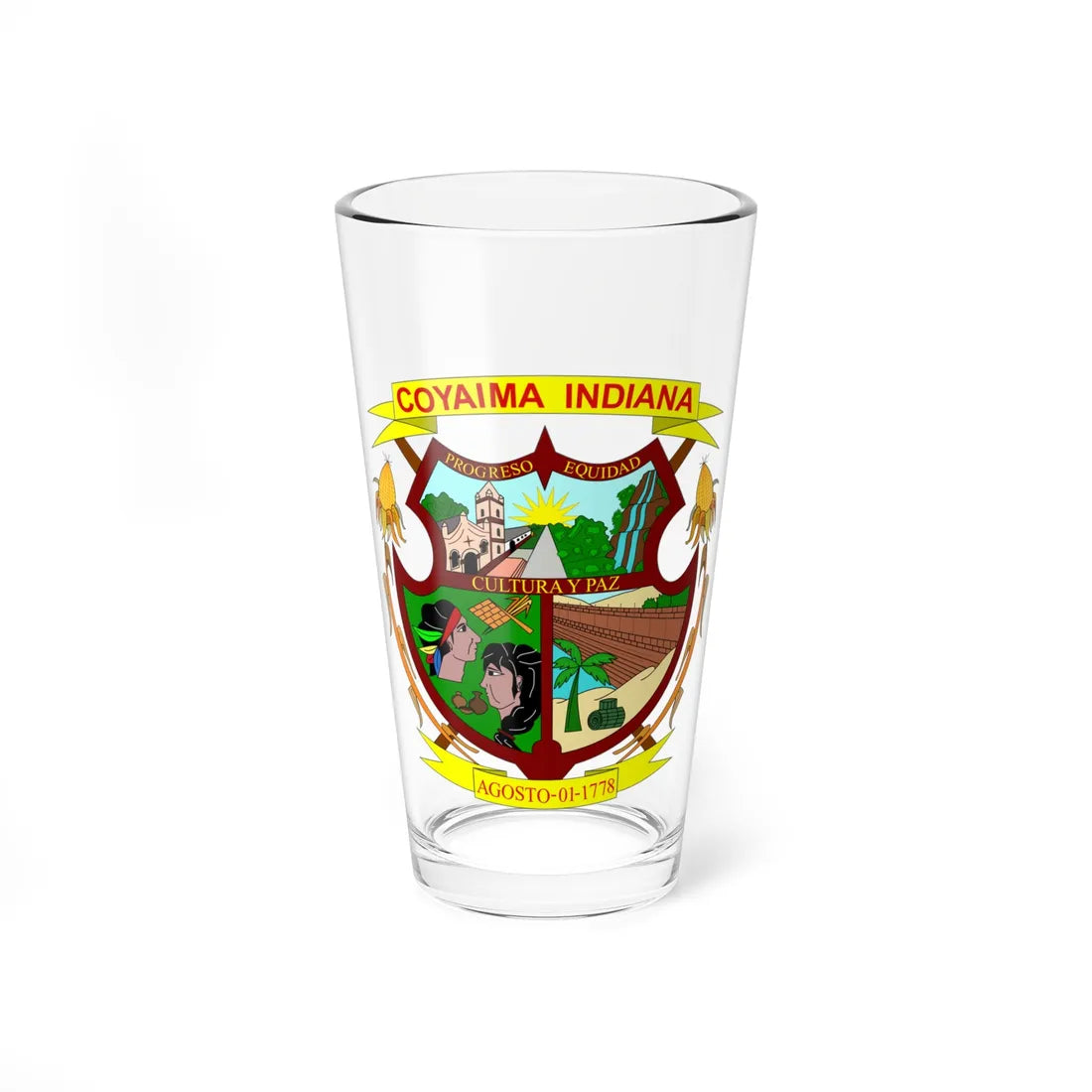 Escudo de Coyaima - Tolima (Colombia) (Coat of Arms) Pint Glass 16oz 16oz - Go Mug Yourself