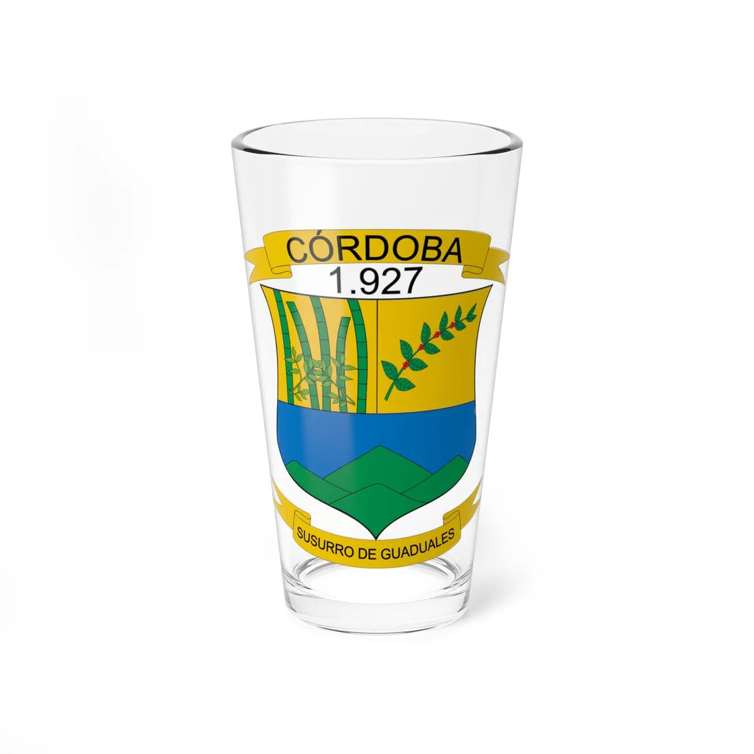 Escudo de Córdoba Quindío (Colombia) (Coat of Arms) Pint Glass 16oz 16oz - Go Mug Yourself