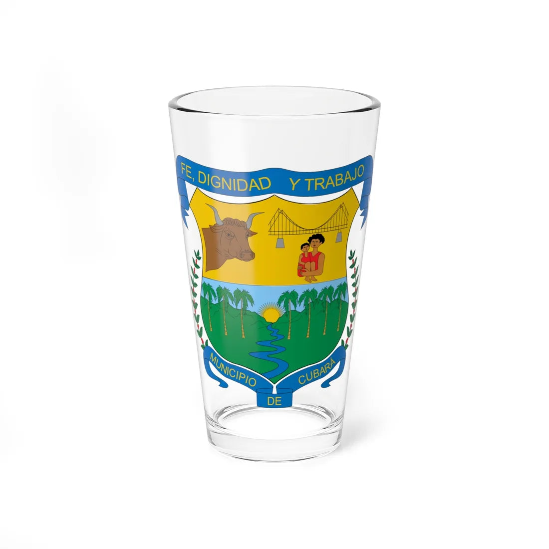 Escudo de Cubará (Colombia) (Coat of Arms) Pint Glass 16oz 16oz - Go Mug Yourself