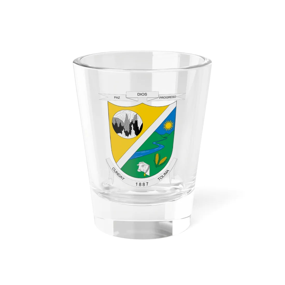 Escudo de Cunday (Colombia) (Coat of Arms) Shot Glass 1.5oz 1.5oz - Go Mug Yourself