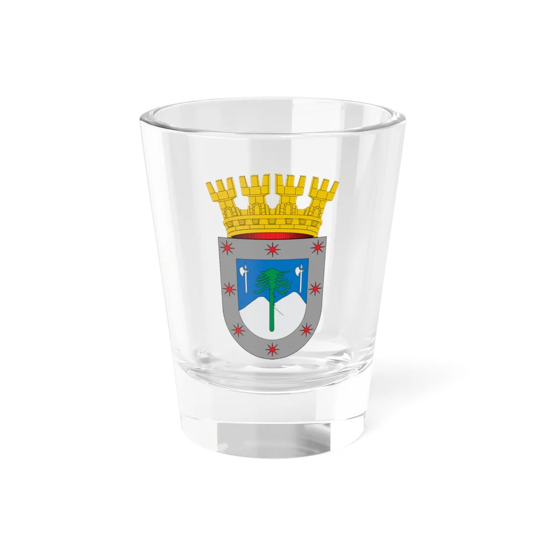 Escudo de Curacautín (Chile) (Coat of Arms) Shot Glass 1.5oz 1.5oz - Go Mug Yourself