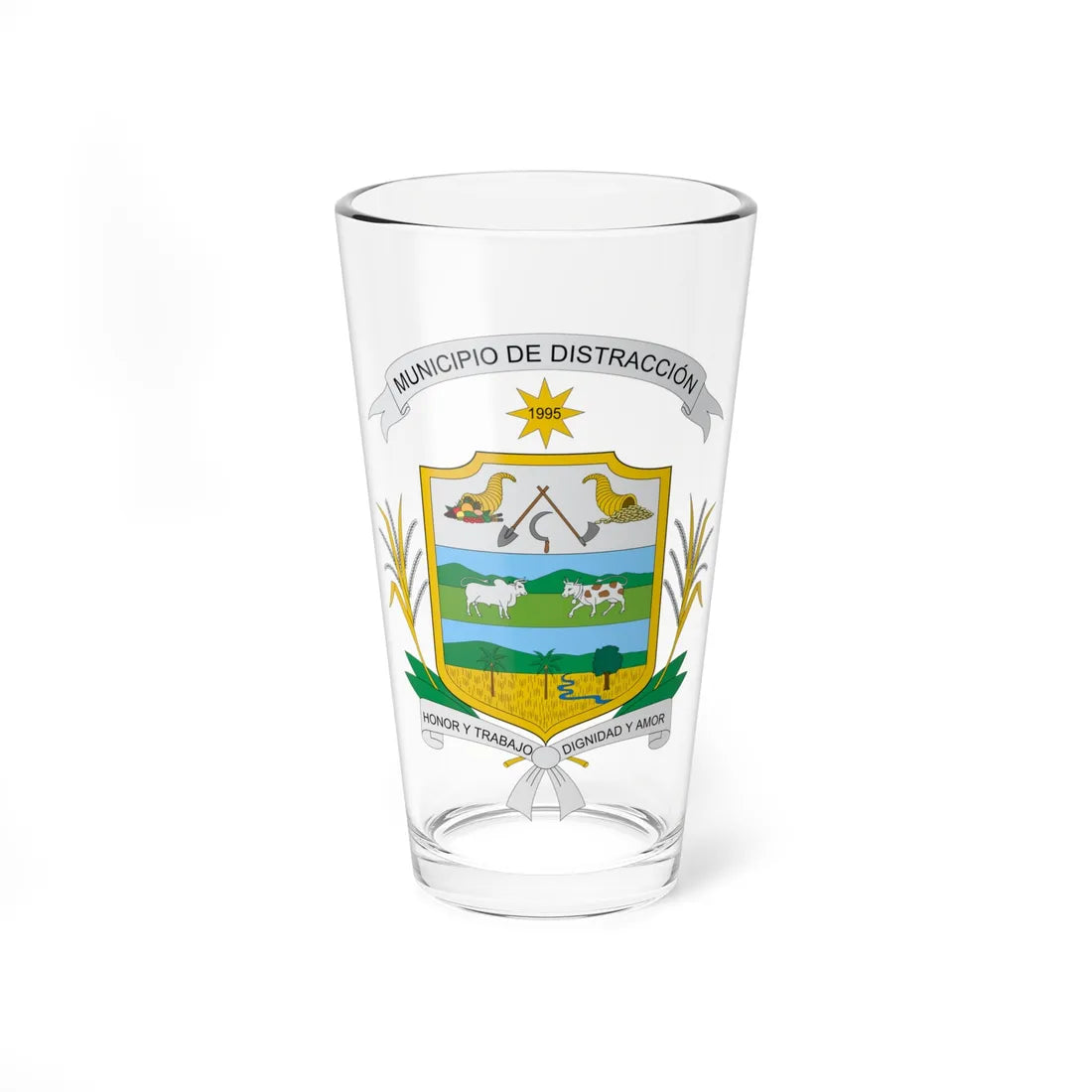 Escudo de Distracción La Guajira (Colombia) (Coat of Arms) Pint Glass 16oz 16oz - Go Mug Yourself