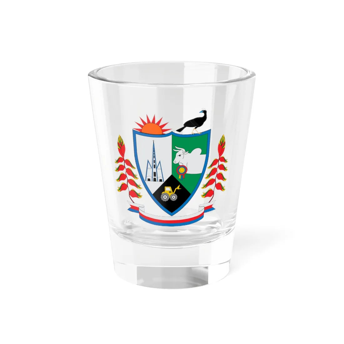 Escudo de El Paujil (Colombia) (Coat of Arms) Shot Glass 1.5oz 1.5oz - Go Mug Yourself
