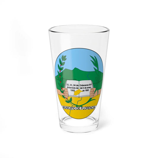 Escudo de Florencia Cauca (Colombia) (Coat of Arms) Pint Glass 16oz 16oz - Go Mug Yourself