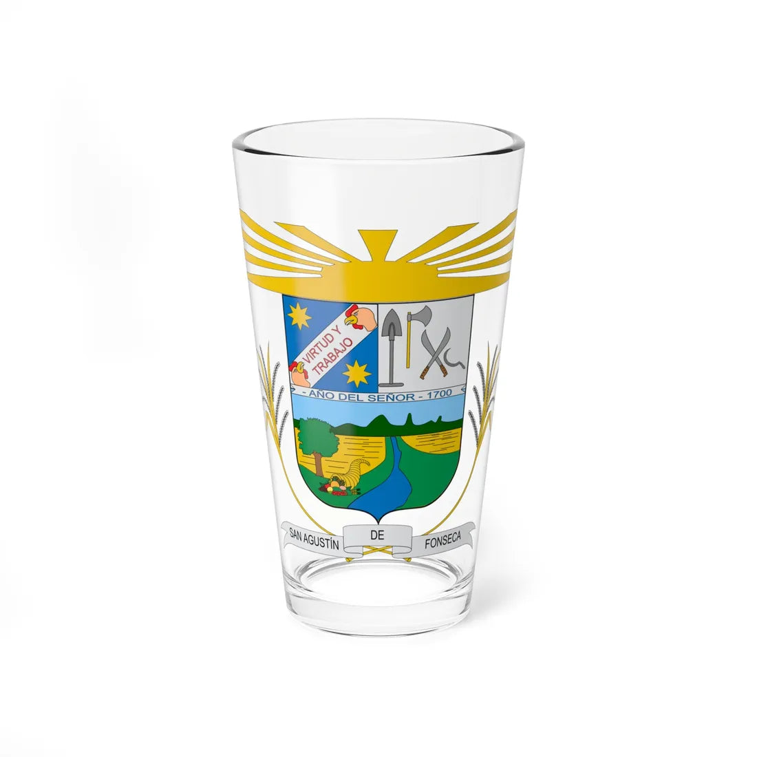 Escudo de Fonseca La Guajira (Colombia) (Coat of Arms) Pint Glass 16oz 16oz - Go Mug Yourself